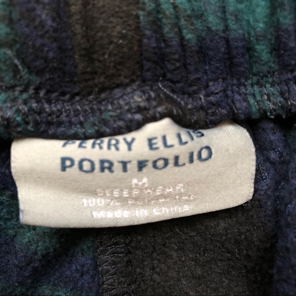 Perry Ellis Windowpane Plaid Pajama Lounge Pants Green - Picture 3 of 14